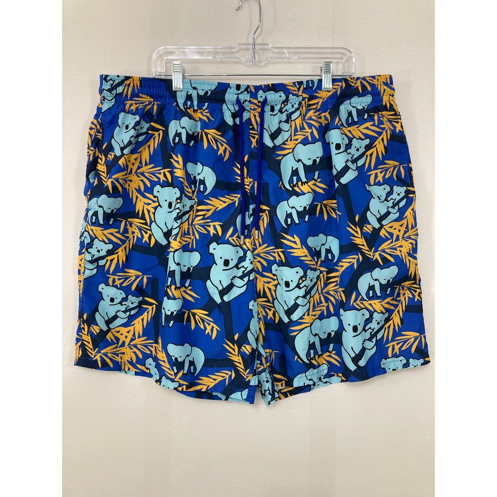 Vilebrequin Koala Print Swim Trunks 5XL Blue Yellow Moorea Board Shorts Vacation